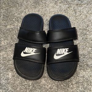 Nike Black Sandals with Textured Footbed